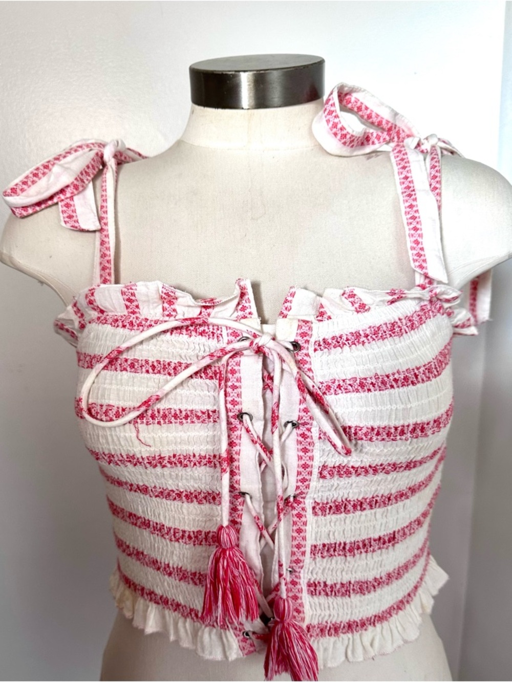 Free People Cotton Smocked Crop Top Summer XS